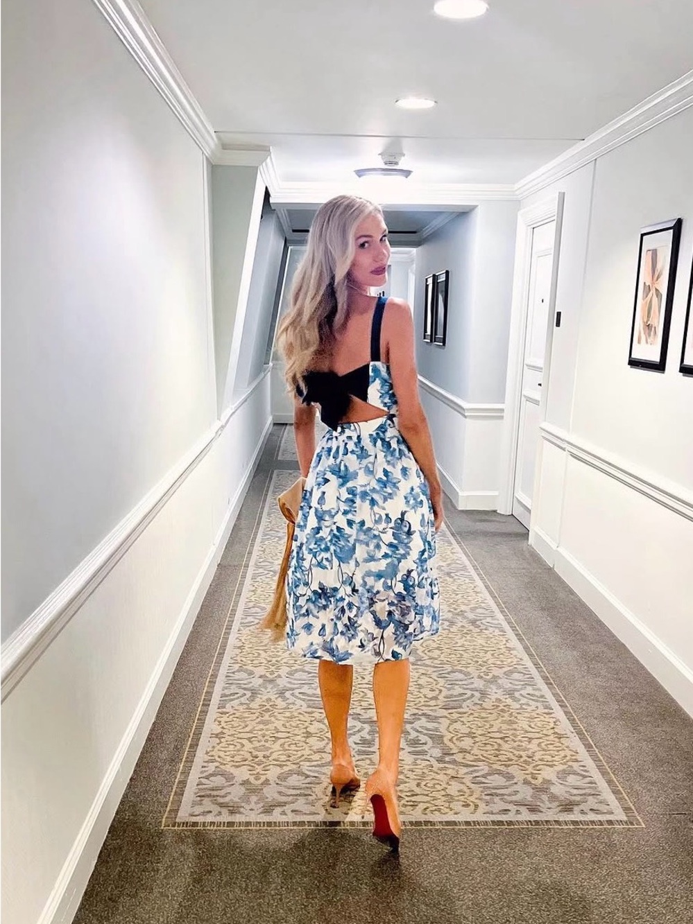 Abbey Glass Floral Dress with Bow Back